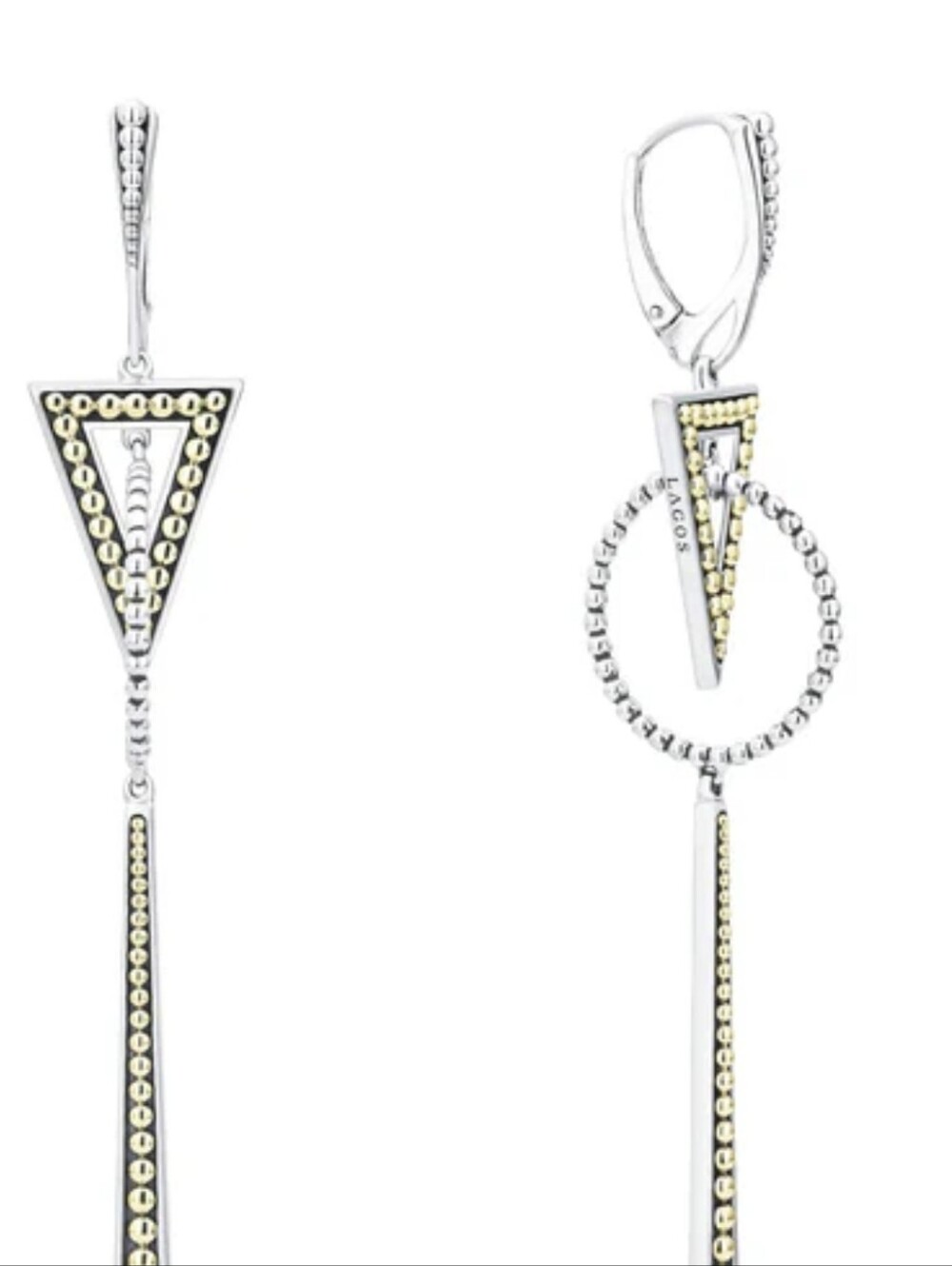 LAGOS NWOT Two-Tone Triangle Circle Drop Earrings